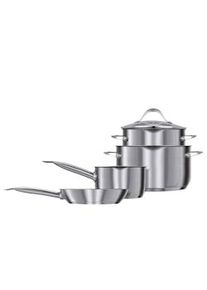 Smile Batteria da Cucina Induzione Set Pentole 7Pezzi, Acciaio Inox Coperchi in Vetro Argento SML-MGK20