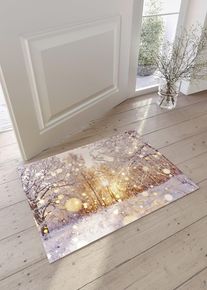 Deurmat met winters landschap - wit - maat 35x55 cm - bonprix