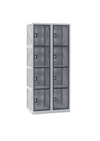 eurokraft pro Viervoudige locker, perforatieplaat, 2 compartimenten, lichtgrijs / basaltgrijs