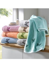 w&auml;schepur unisex Handdoek in lichtgrijs ,maat 16x22 cm - 2 washandjes, Witt, 100% Katoen