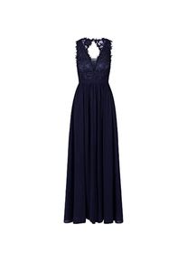 Apart Fashion, Damen, Kleider, Damenkleid mit Chiffon-Rock, Mesh-Bodice, Perlenverzierung und Cut-out-Rücken, Blau, (38)