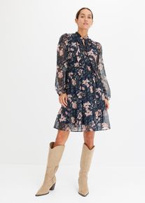 Chiffonkleid, blau, Größe 46, bonprix