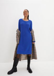 Oversize-Strickkleid aus Rippstrick, blau, Gr&ouml;&szlig;e 36/38 (S), mit Baumwolle, bonprix