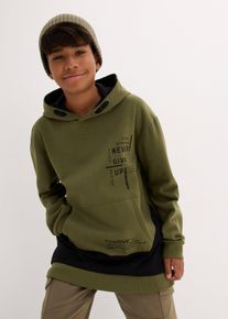Hoodie aus weichem Baumwoll-Mix, gr&uuml;n, Gr&ouml;&szlig;e 140/146, mit Baumwolle, bonprix