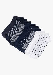 Sneakersocken mit Bio-Baumwolle (8er Pack), blau, Größe 35-38, mit Baumwolle, bonprix