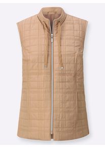 Damen Weste im Karo-Steppmuster in camel ,Gr&ouml;&szlig;e 36, WITT, 100% Polyester. Wattierung: 100% Polyester