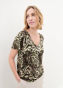 bonprix Mujer, Camiseta con goma elástica, marrón, 56/58