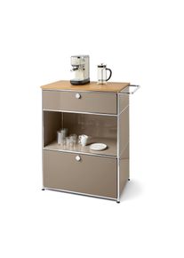 Tchibo - Metalowa komoda „Cn3” pod ekspres do kawy z 2 szufladami, szarobrązowa