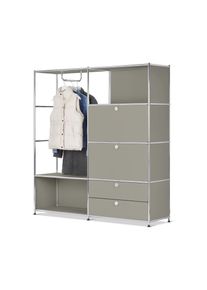 Tchibo - Kovová vešiaková stena »Cn3« s 2 výklopnými priečinkami a 2 zásuvkami - farba: sivá