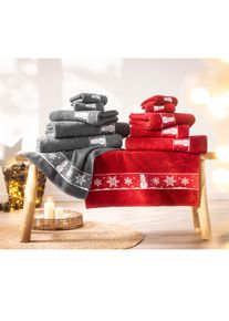 Dyckhoff unisex Handdoek met kerstrand in rood ,maat 30x50 cm, 2 - Gastendoekjes, Witt, 100% Katoen
