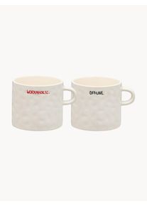 Anna + Nina Hand-Painted Mugs All About Balance, Set of 2 Red, Black, White Ceramic Ø 14 x H 11 cm, 335 ml
