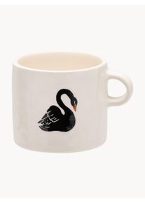 Anna + Nina Håndmalet krus Black Swan Sort, Hvid Keramik, Lertøj Ø 13 x H 10 cm, 335 ml