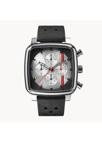 D20 Chronograph Stradale-Men's Watch-Silver/Black-Sapphire-hardened mineral glass-Leather Strap &ndash; 41 mm Case &ndash; Quartz Movement-deTomaso