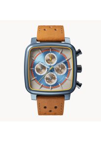 D20 Chronograph Stradale-Men's Watch-Beige/Yellow-Sapphire-hardened mineral glass-Leather Strap &ndash; 41 mm Case &ndash; Quartz Movement-deTomaso