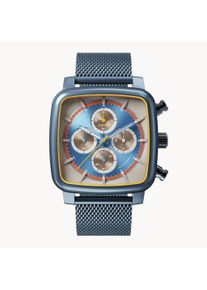 D20 Chronograph Stradale-Men's Watch-Beige/Blue-Sapphire-hardened mineral glass-Mesh Strap &ndash; 41 mm Case &ndash; Quartz Movement-deTomaso