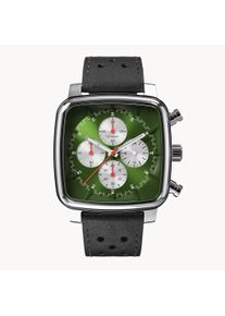 D20 Chronograph Stradale-Men's Watch-Green/Black-Sapphire-hardened mineral glass-Leather Strap &ndash; 41 mm Case &ndash; Quartz Movement-deTomaso