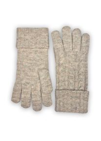 Capelli New York , Strickhandschuhe 1 Paar, mit Zopfstrickmuster, Feinstrick, breiter Umschlag, wärmend , beige