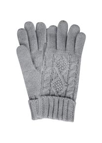 Capelli New York , Strickhandschuhe 1 Paar, elegantes Zopfstrickmuster, Umschlag am Bündchen, Wollanteil , light grey