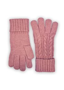 Capelli New York , Strickhandschuhe 1 Paar, mit Zopfstrickmuster, Feinstrick, breiter Umschlag, wärmend , old rose
