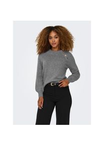 Only, Damen, Rundhalspullover &raquo;ONLEMMA LS BUTTON ONECK EX KNT&laquo;, Medium Grey Melange, S, Medium Grey Melange, Pullover von Only