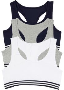 bonprix Podprsenkový top (3 ks), s bavlnou, modrá, 128/134