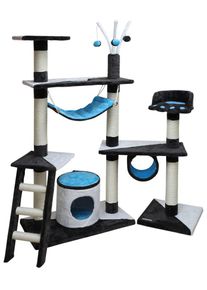 Kratzbaum CREATIV, anthrazit/blau/weiß, Höhe150cm