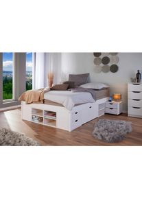 Mid.you Stauraumbett , Weiß , Kiefer , 12 Fächer , 10 Schubladen , 140x200 cm , Lattenrost, mit Schubkästen , Babymöbel & Kindermöbel, Kinderzimmer & Jugendzimmer, Kinderbetten, Kinderbetten & Jugendbetten