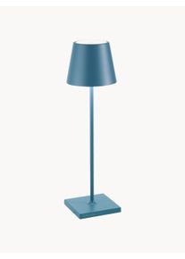 Zafferano Candeeiro de mesa LED portátil e regulável Poldina Azul Metal Ø 11 x Alt 38 cm