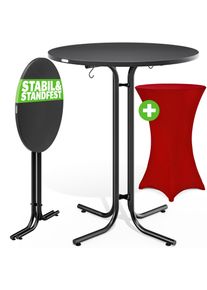 Casaria Mesa de bar gris 110x80cm + funda de mesa de bar Burdeos Ø80cm