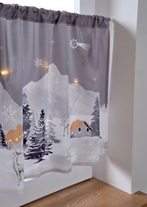 bonprix Perdea scurtă cu peisaj de iarnă și LED, gri, &Icirc;/Lă: 30/120 cm