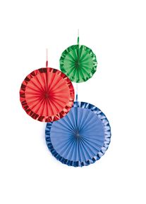 Amscan 3 rosaces en papier arc-en-ciel brillant