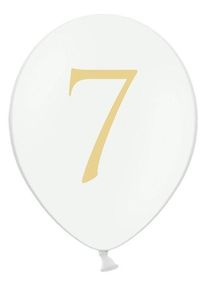 partydeco 50 ballons blancs dorés numéro 7