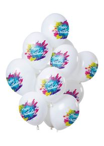 Folat 12 ballons en latex Happy Bday Color Splash