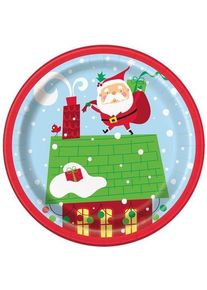 UNIQUE 8 assiettes en papier Père Noël 18cm