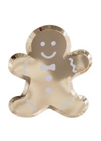Ginger Ray 8 assiettes en papier bonhomme en pain d'épices 29cm