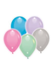 5 farverige LED-balloner i pastel 23 cm