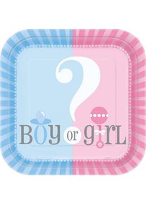 UNIQUE 8 assiettes en papier bébé fille ou garçon 18cm