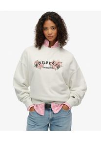 Superdry Damen Night Garden Sweatshirt mit Rundhalsausschnitt in Übergröße White - Größe: 38