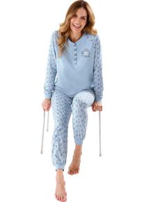 wäschepur Damska Pyžamo, gombíková lišta Svetlomodrá-stredne modrá potlač veľkosť 40/42