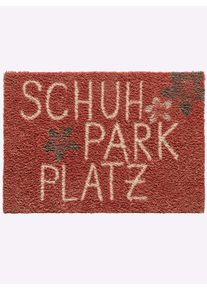 unisex Voetmat in terra ,maat 35x50 cm, Witt, 100% Polyester. Achterzijde: 100% Latex