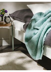 benuta Puuvillapeitto Cloe Turkoosi 130x170 cm Relief