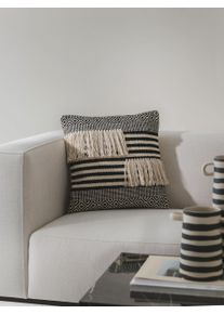 benuta Pop Tyynynp&auml;&auml;llinen Deja Musta/valkoinen 45x45 cm Reunuksilla