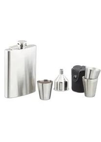 Relaxdays Flachmann Set , Silberfarben , Metall , 10x13x2.5 cm , Essen & Trinken, Barausstattung