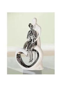 Gilde Skulptur , Silberfarben, Weiß , Keramik , 19.5x33.5x10 cm , stehend , Dekoration, Dekofiguren & Skulpturen, Skulpturen