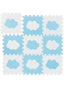 Relaxdays Puzzlematte , Blau, Weiß , Kunststoff , 31.5x31.5 cm , Teppiche & Böden, Teppiche, Teppich Kinderzimmer