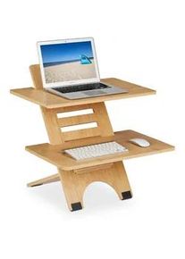 Relaxdays Stehschreibtisch-Aufsatz , Hellbraun , Holz , 60x61x61 cm , Arbeitszimmer, Schreibtische