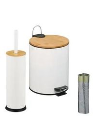 Relaxdays Bad-Set , Multicolor , Metall, Holz, Kunststoff , 20.5x26x25 cm , Badezimmer, WC Ausstattung, WC Bürstengarnituren