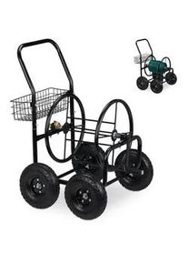 Relaxdays Schlauchwagen , Metall, Kunststoff , 62x91x80 cm , Gartenzubehör, Gartenpflege, Bewässerung