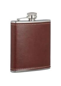 Relaxdays Flachmann , Braun , Metall, Kunststoff , 9.5x12.5x2 cm , Essen & Trinken, Barausstattung