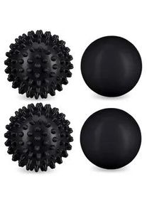 Relaxdays 4Xmassageball , Schwarz , Kunststoff , Rund , 6.5x6.5x6.5 cm , Freizeit, Wellness, Körperpflege, Wohlfühlprodukte